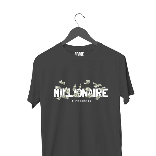 Millionaire Printed Black Half Sleeve Cotton T-Shirt.