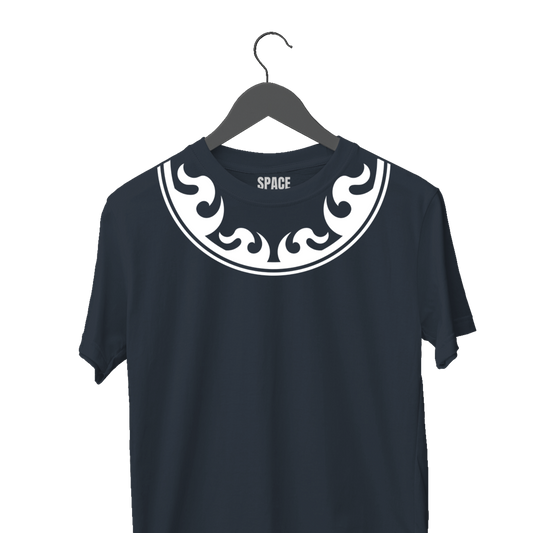 White Fire Printed Black Cotton T-Shirt.