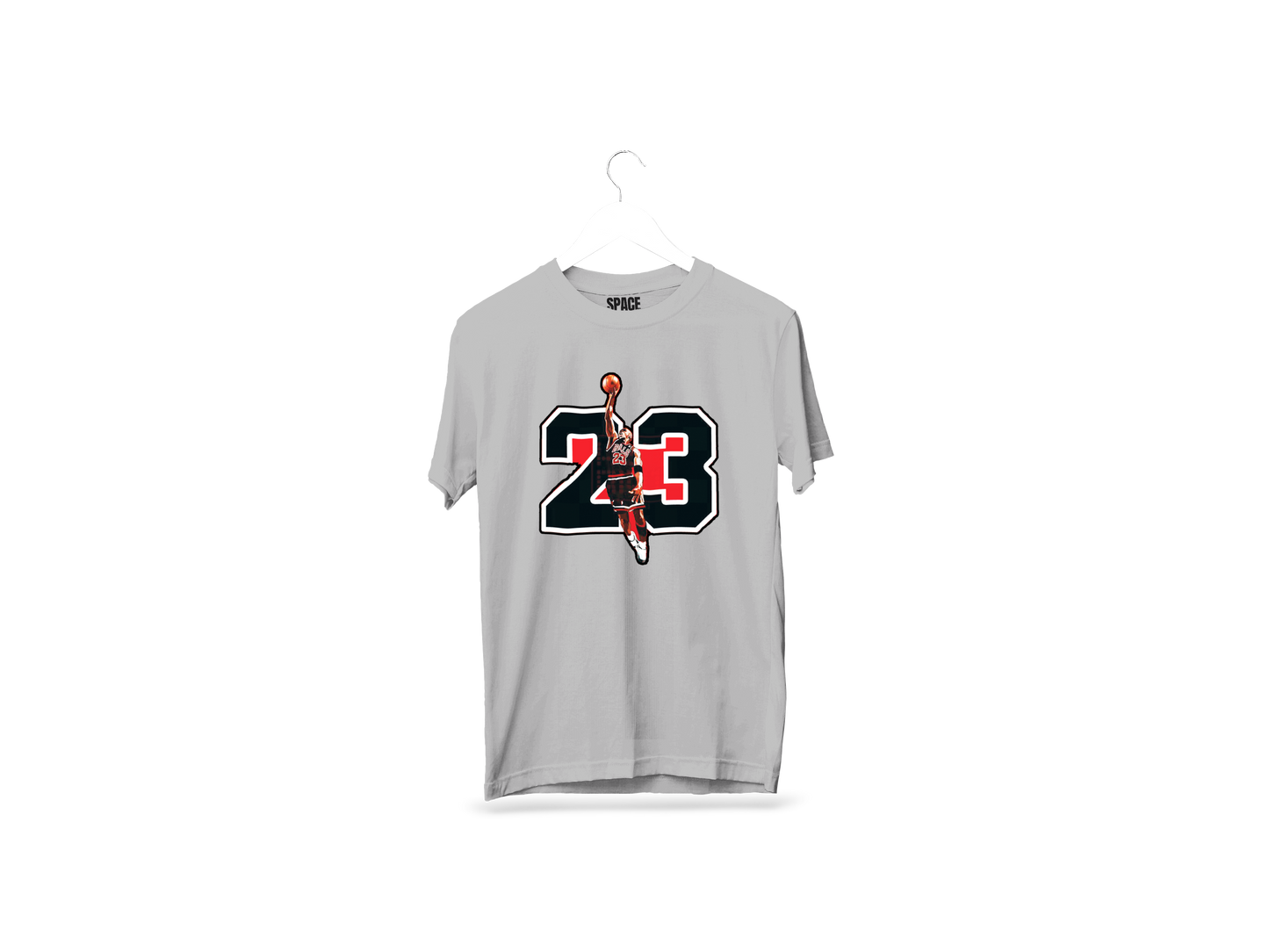 23 Basketball Printed Gray Half Sleeve Cotton T-Shirt.