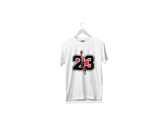 23 Basketball Printed White Half Sleeve Cotton T-Shirt.