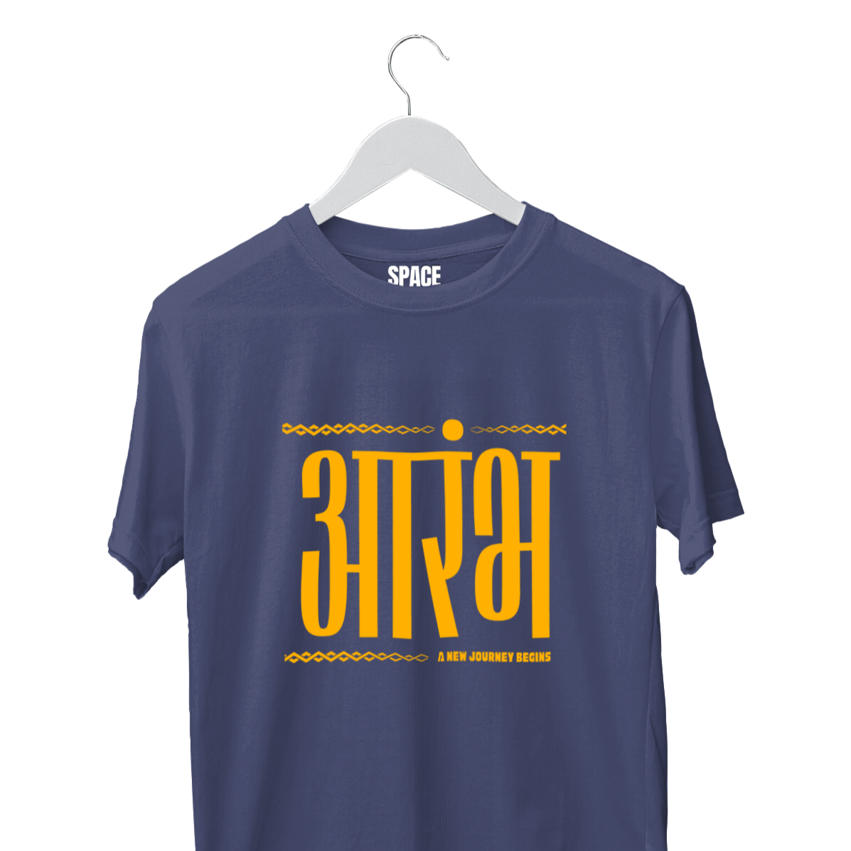 Aarambh Printed Navy Blue Cotton T-Shirt.