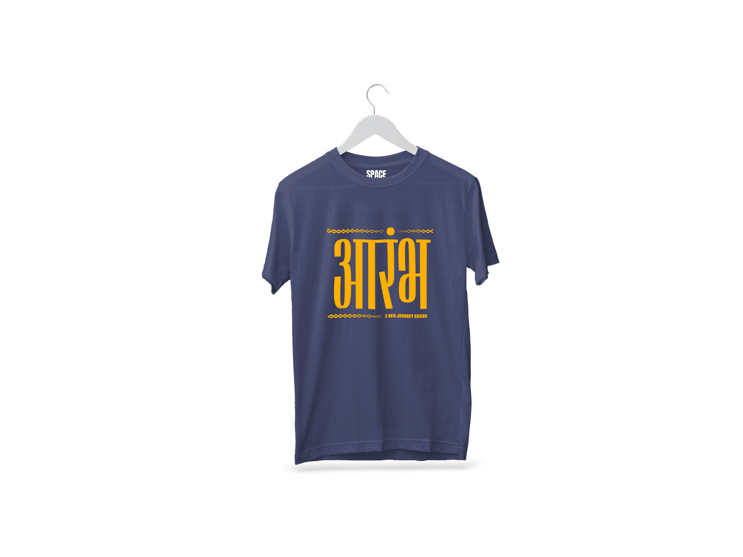 Aarambh Printed Navy Blue Cotton T-Shirt.