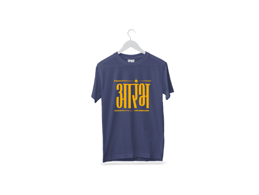 Aarambh Printed Navy Blue Cotton T-Shirt.