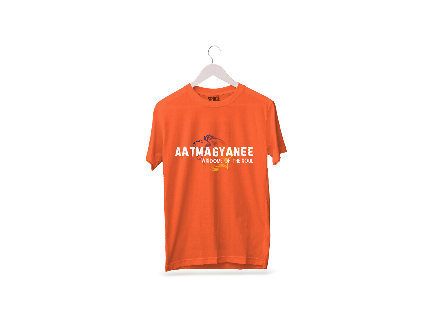 Aatmagyanee Printed Orange Half Sleeve Cotton T-Shirt.