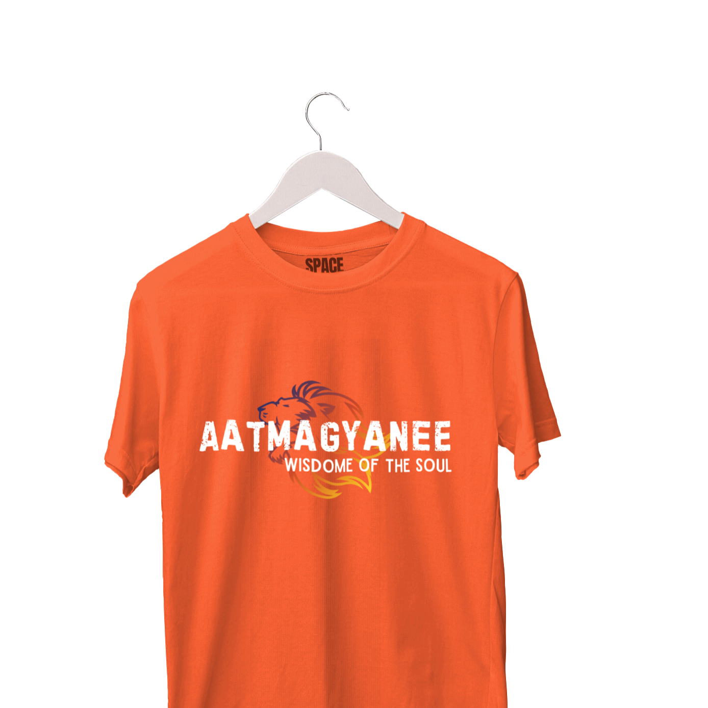 Aatmagyanee Printed Orange Half Sleeve Cotton T-Shirt.