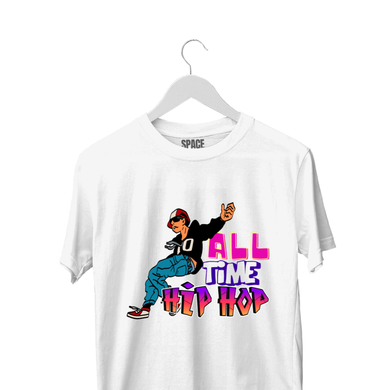 All Time Hip Hop Printed White Half Sleeve Cotton T-Shirt.