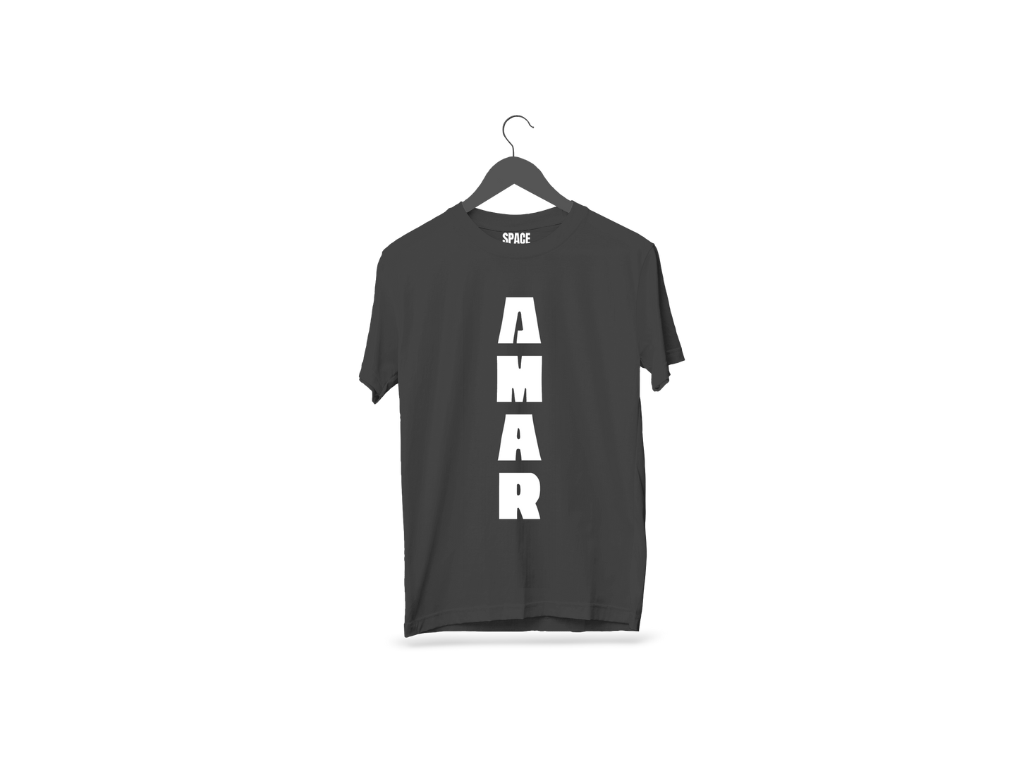 Amar Printed Black Half Sleeve Cotton T-Shirt.