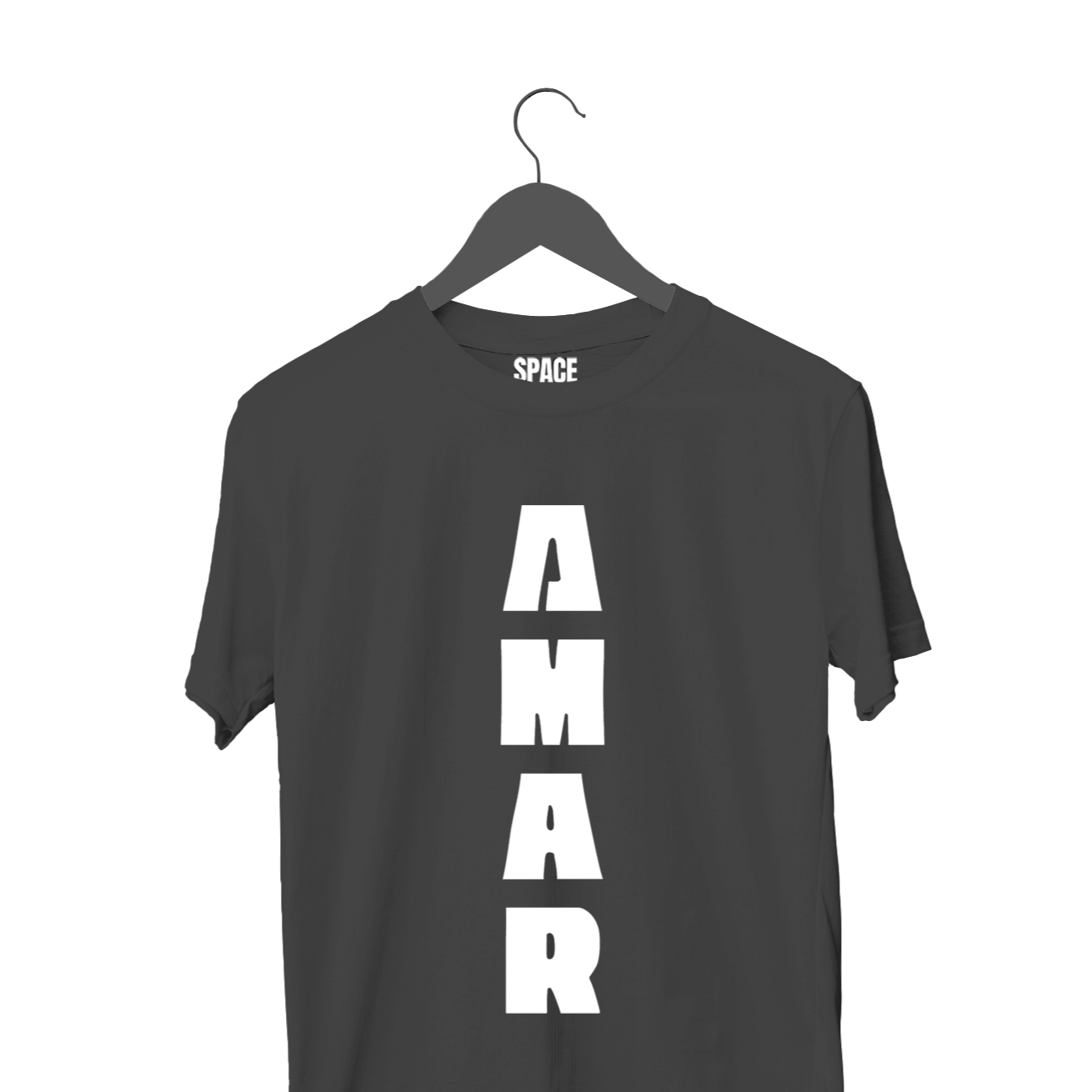 Amar Printed Black Half Sleeve Cotton T-Shirt.