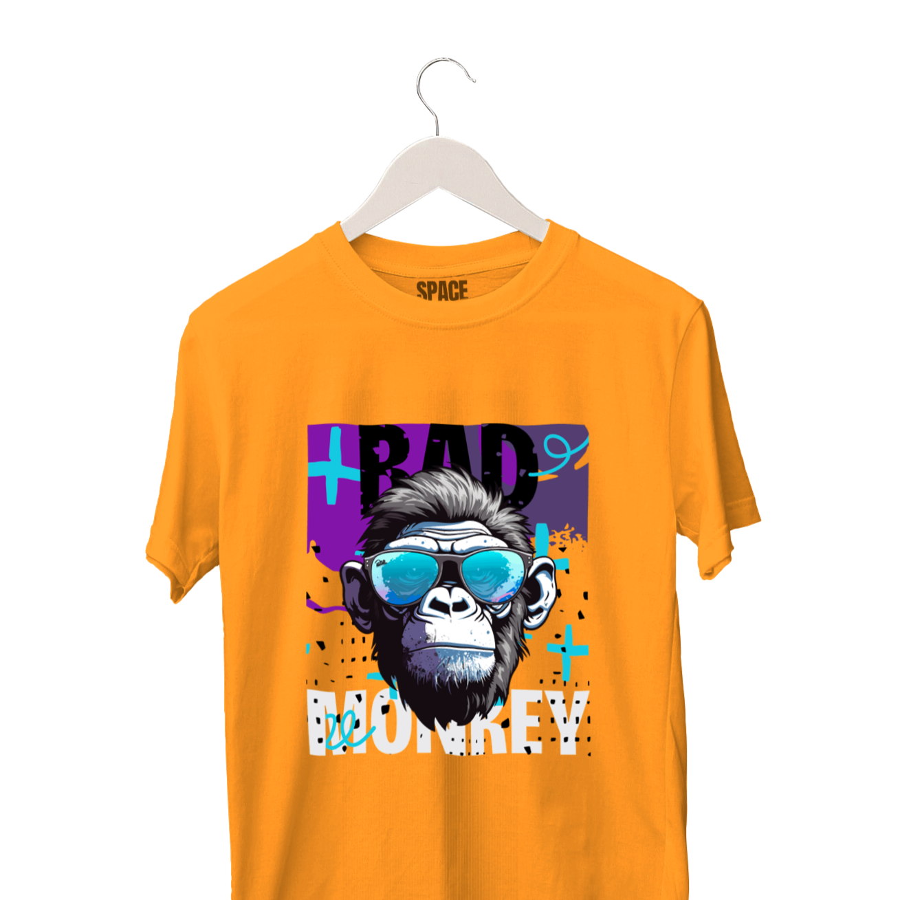 Bad Monkey Printed Mustard Half Sleeve Cotton T-Shirt.