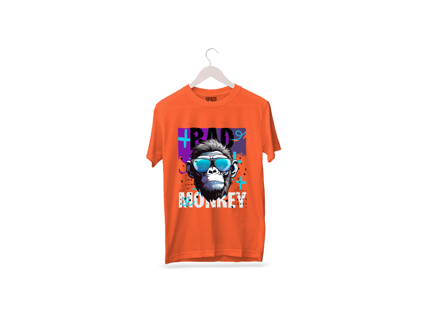 Bad Monkey Printed Orange Half Sleeve Cotton T-Shirt.