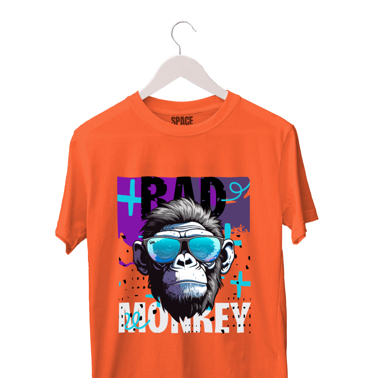 Bad Monkey Printed Orange Half Sleeve Cotton T-Shirt.