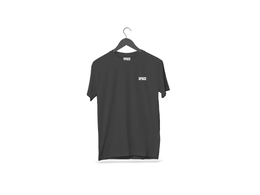 Space Plain Black Cotton T-shirt.