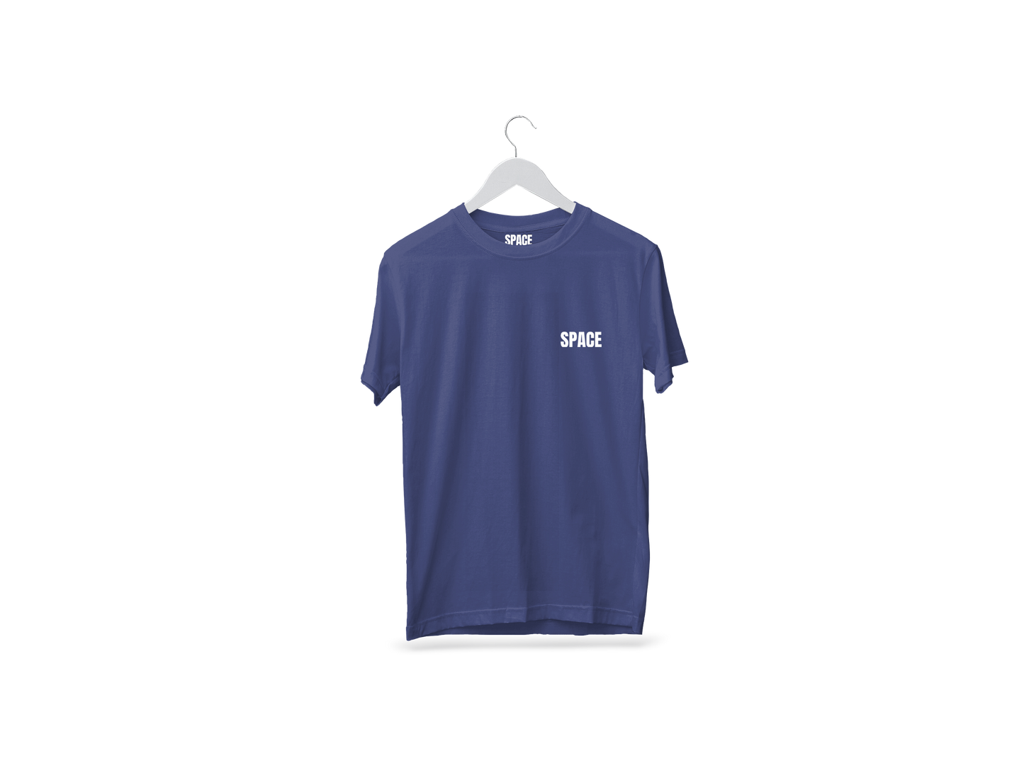 Space Plain Navy Blue Cotton T-shirt.