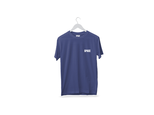 Space Plain Navy Blue Cotton T-shirt.