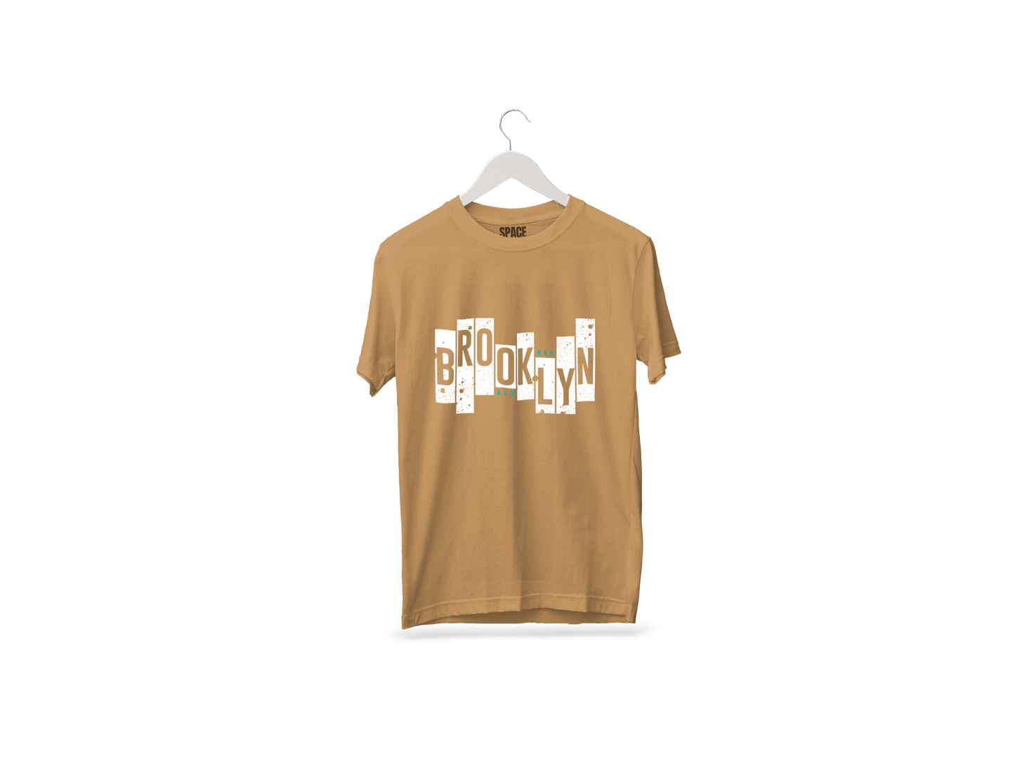 Brooklyn NYC Printed Beige Half Sleeve Cotton T-Shirt.