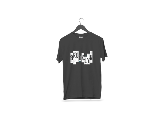 Brooklyn NYC Printed Black Half Cotton T-Shirt.