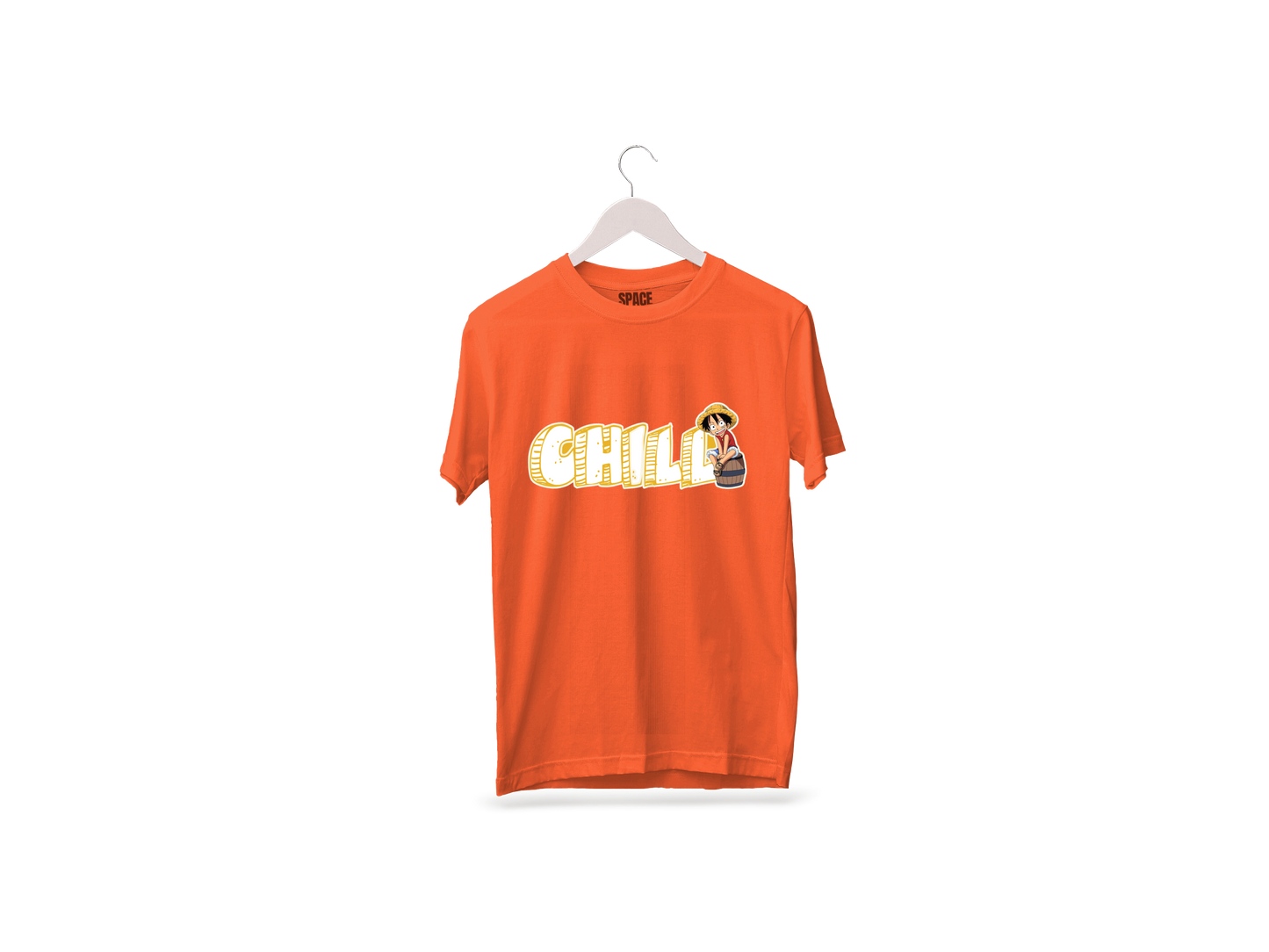 Chill Printed Orange Half Sleeve Cotton T-Shirt.