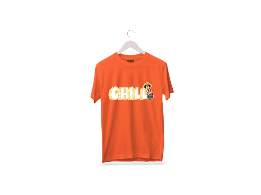 Chill Printed Orange Half Sleeve Cotton T-Shirt.