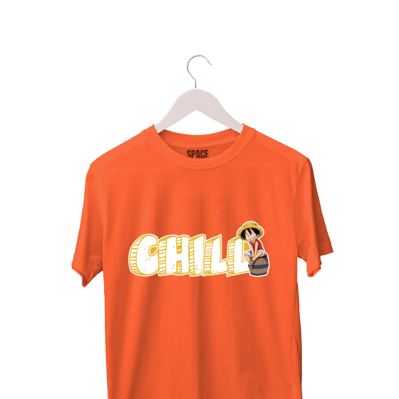 Chill Printed Orange Half Sleeve Cotton T-Shirt.