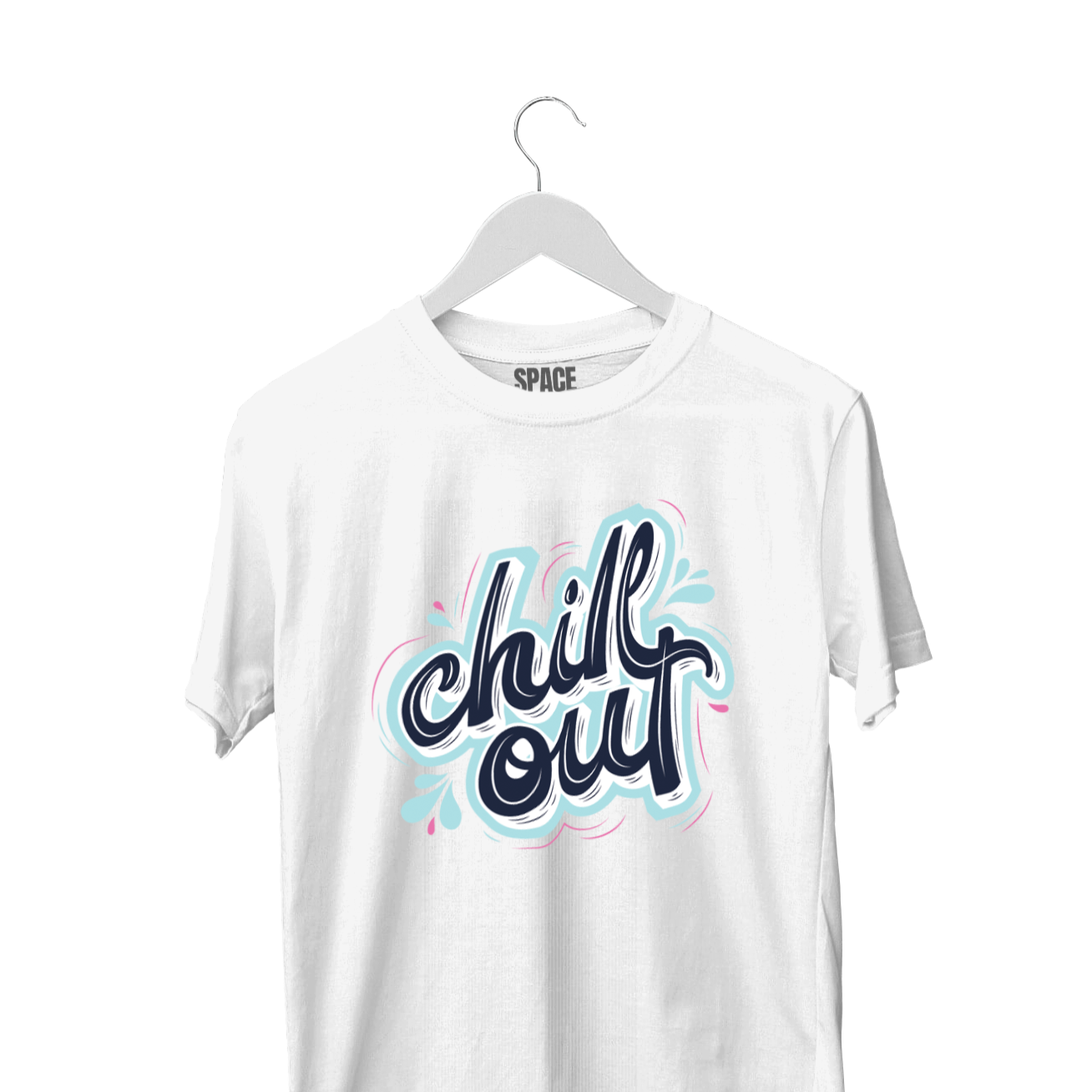 Chill Out Printed White Half Sleeve Cotton T-Shirt.