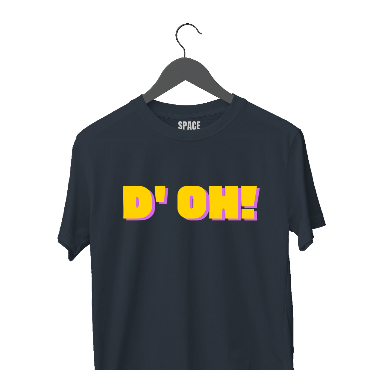 D'OH! Printed Black Half Sleeve Cotton T-Shirt.