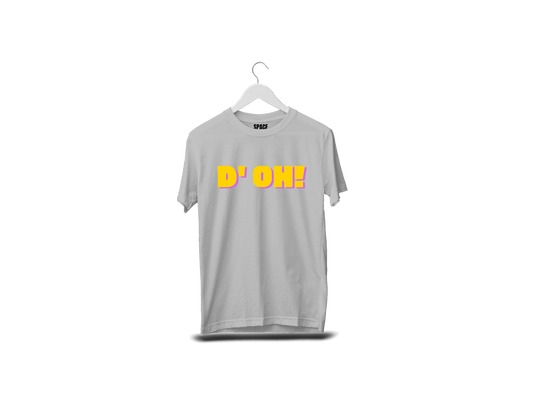 D'OH! Printed Gray Half Sleeve Cotton T-Shirt.