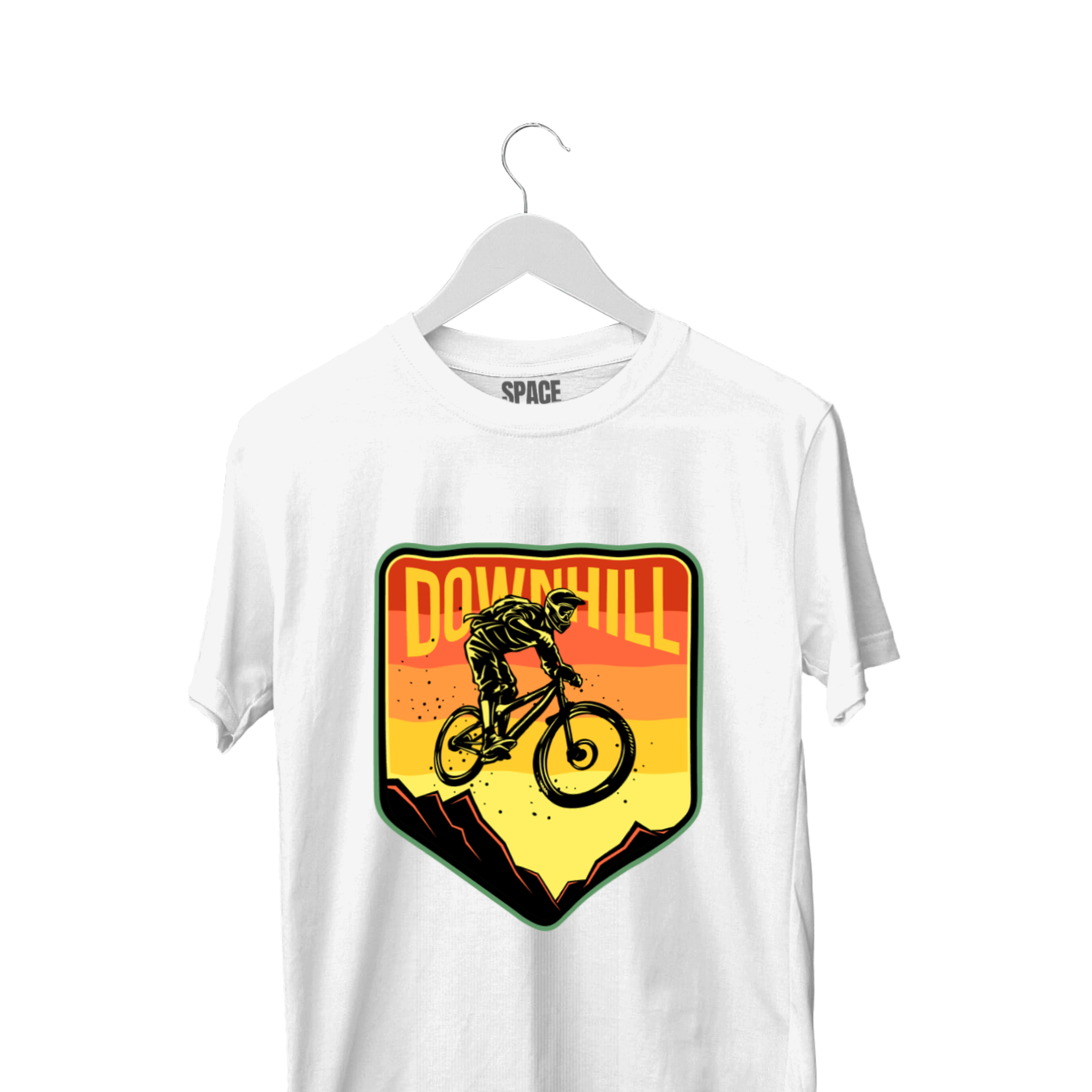 Downhill Printed White Half Sleeve Cotton T-Shirt.