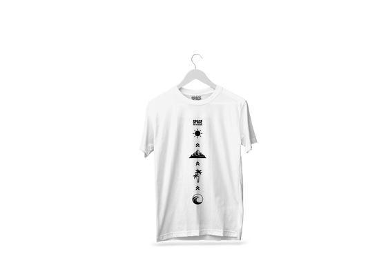 Space Elements Printed White Half Sleeve Cotton T-Shirt.