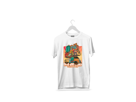 Enjoy Your Journey Printed White Half Sleeve Cotton T-Shirt.