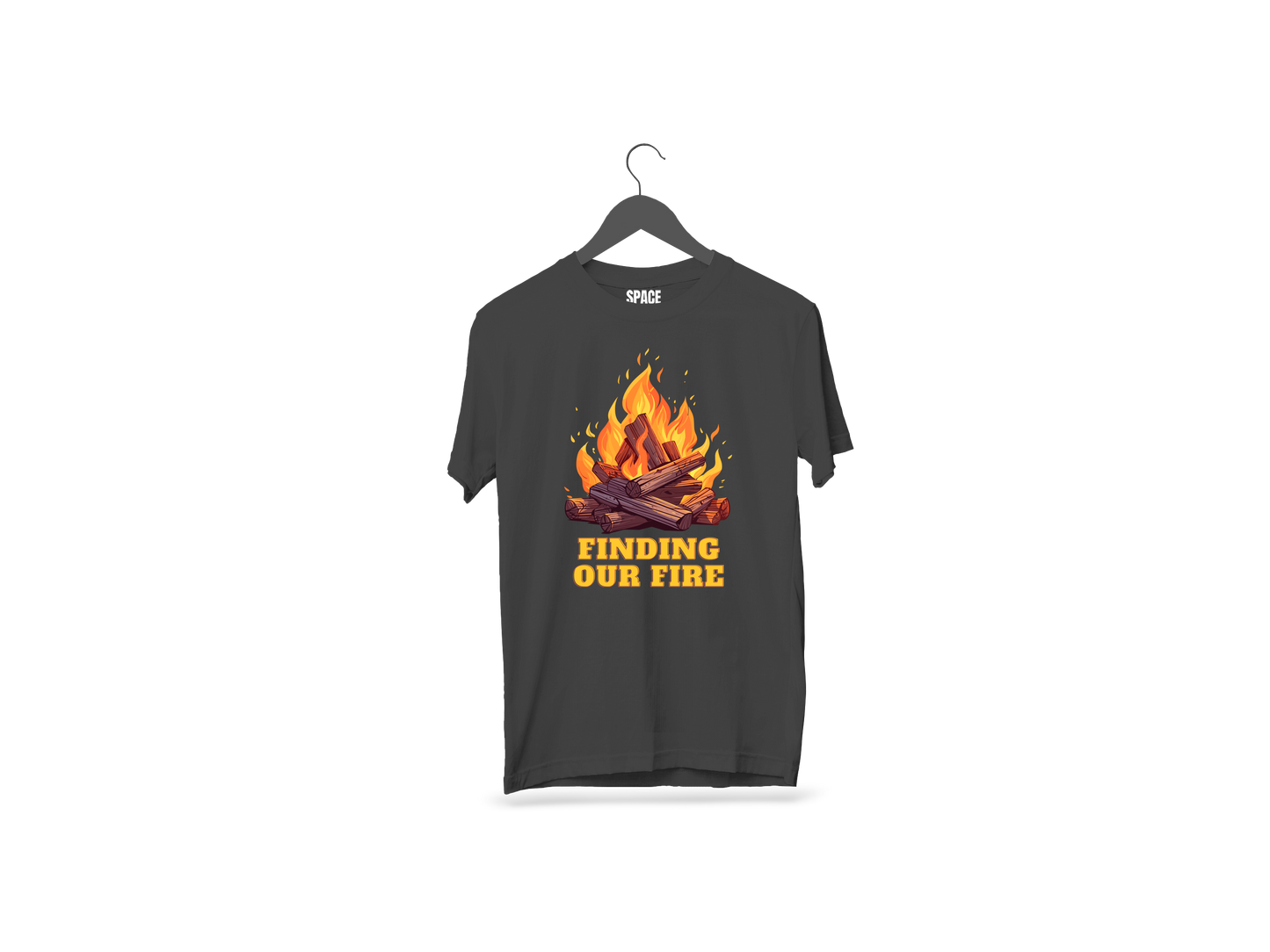 Finding Our Fire Printed Black Half Sleeve Cotton T-Shirt.