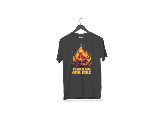 Finding Our Fire Printed Black Half Sleeve Cotton T-Shirt.