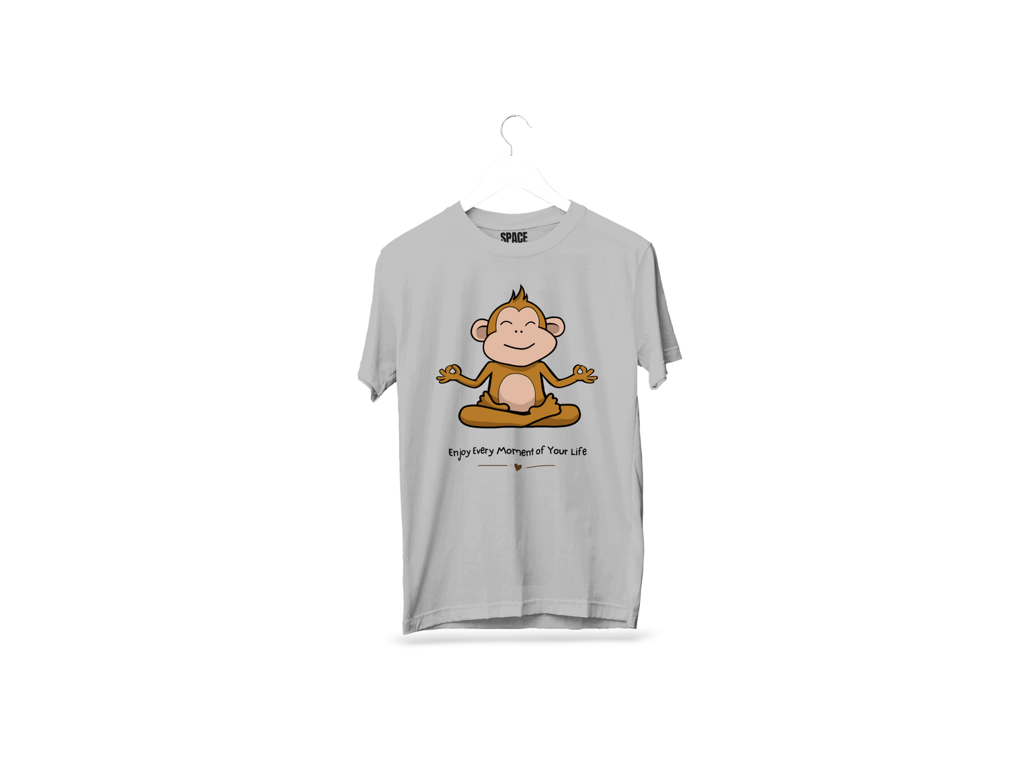 Calm Monkey Printed Gray Half Sleeve Cotton T-Shirt.