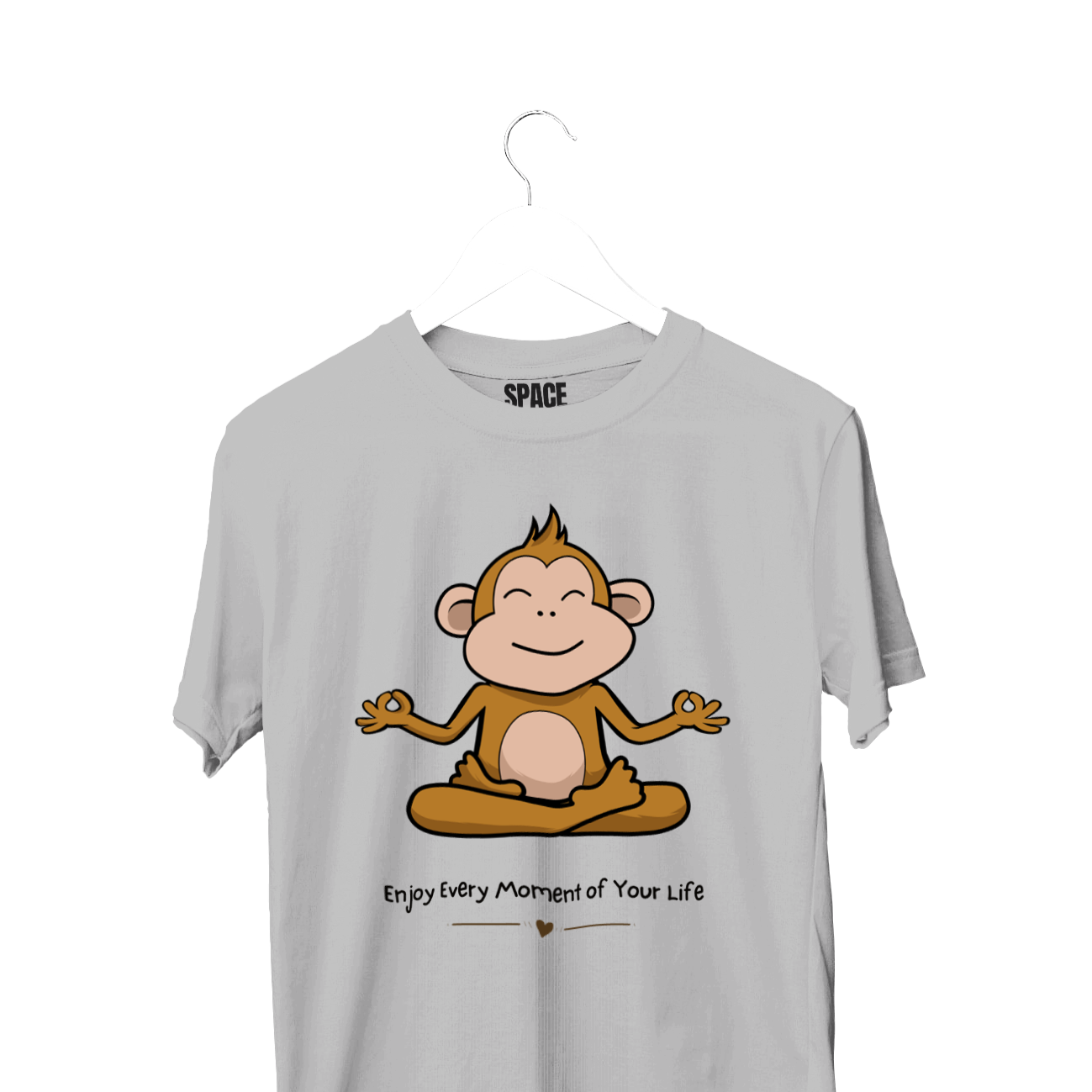 Calm Monkey Printed Gray Half Sleeve Cotton T-Shirt.