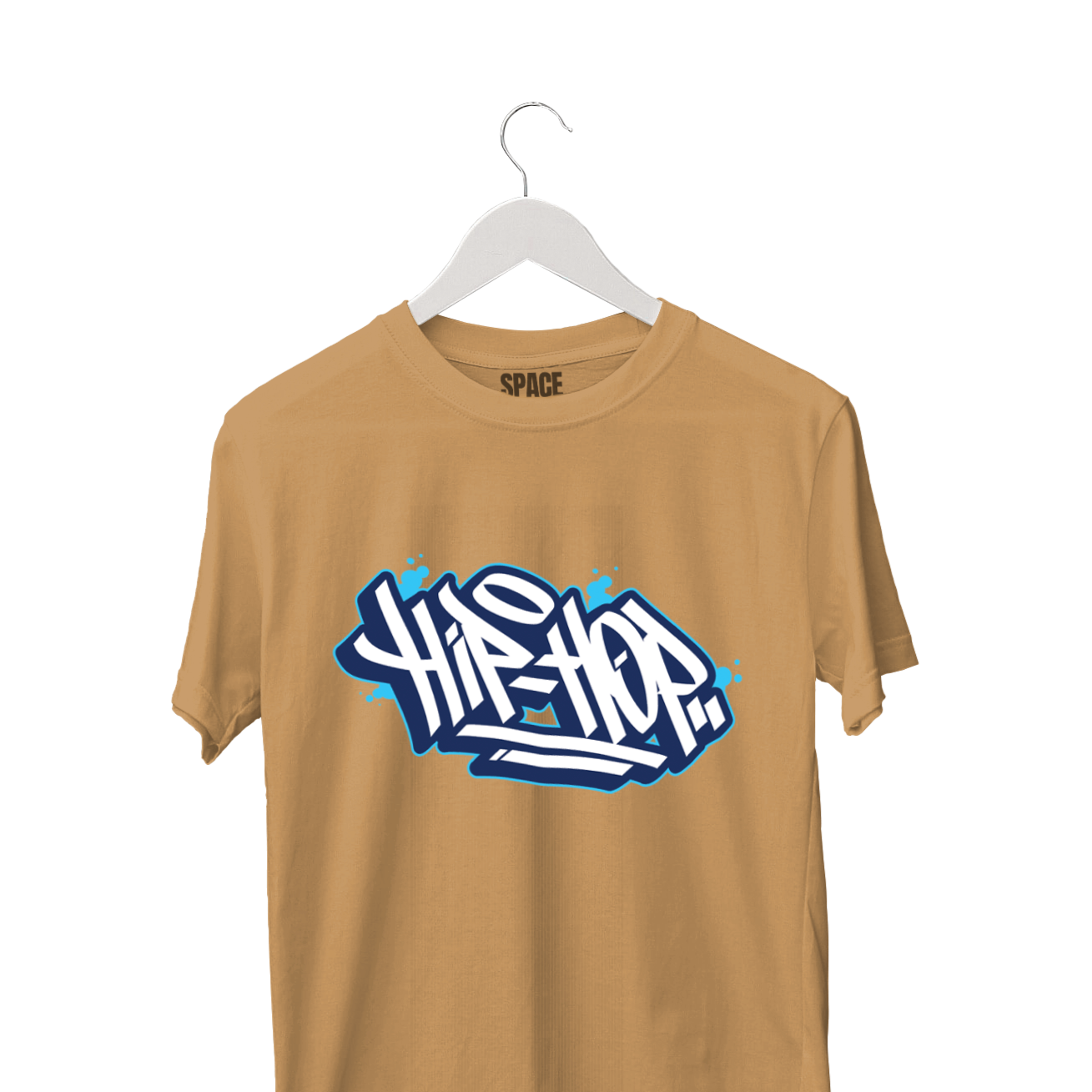 Hip Hop Printed Beige Half Sleeve Cotton T-Shirt.