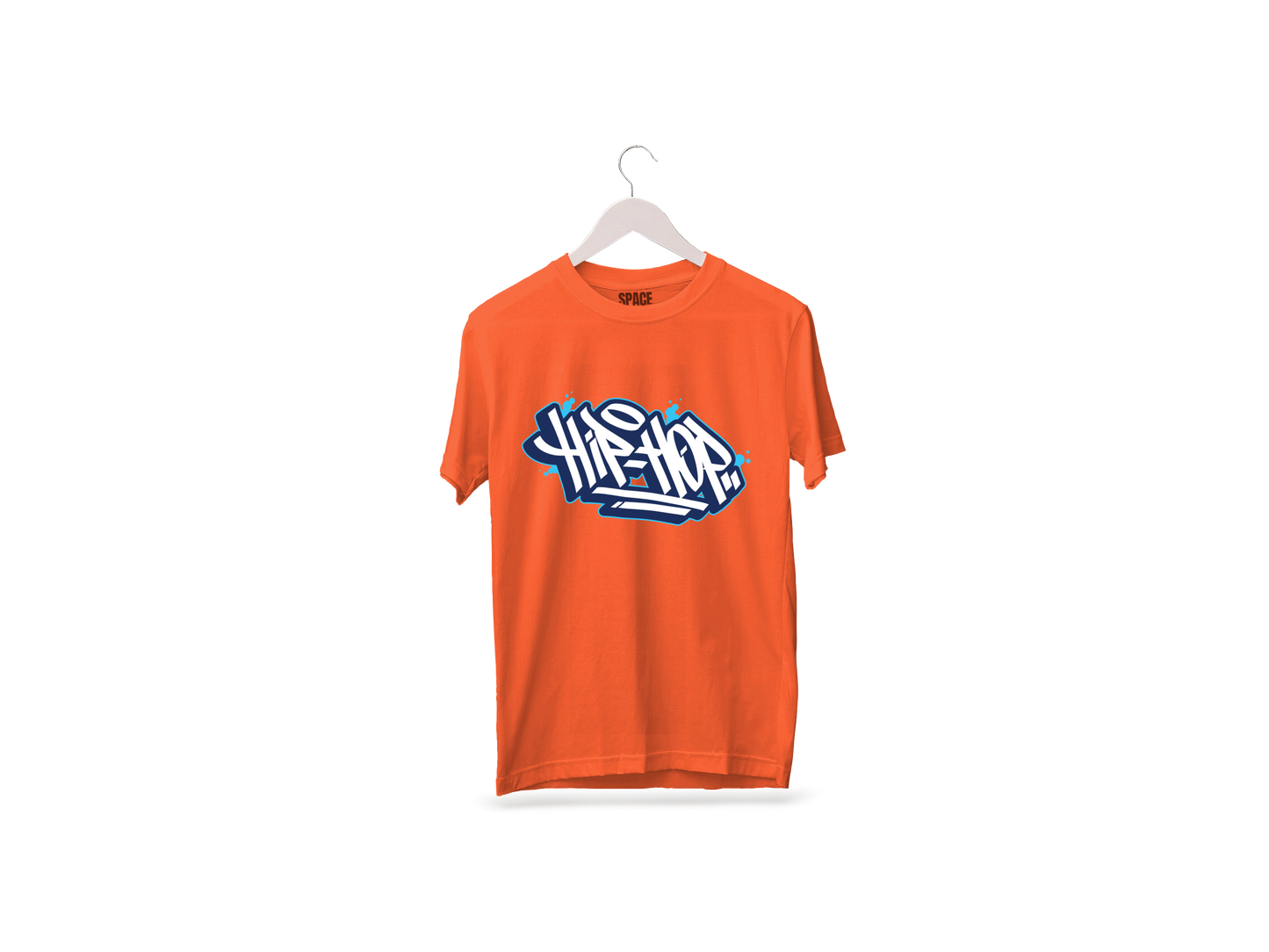 Hip Hop Printed Orange Half Sleeve Cotton T-Shirt.