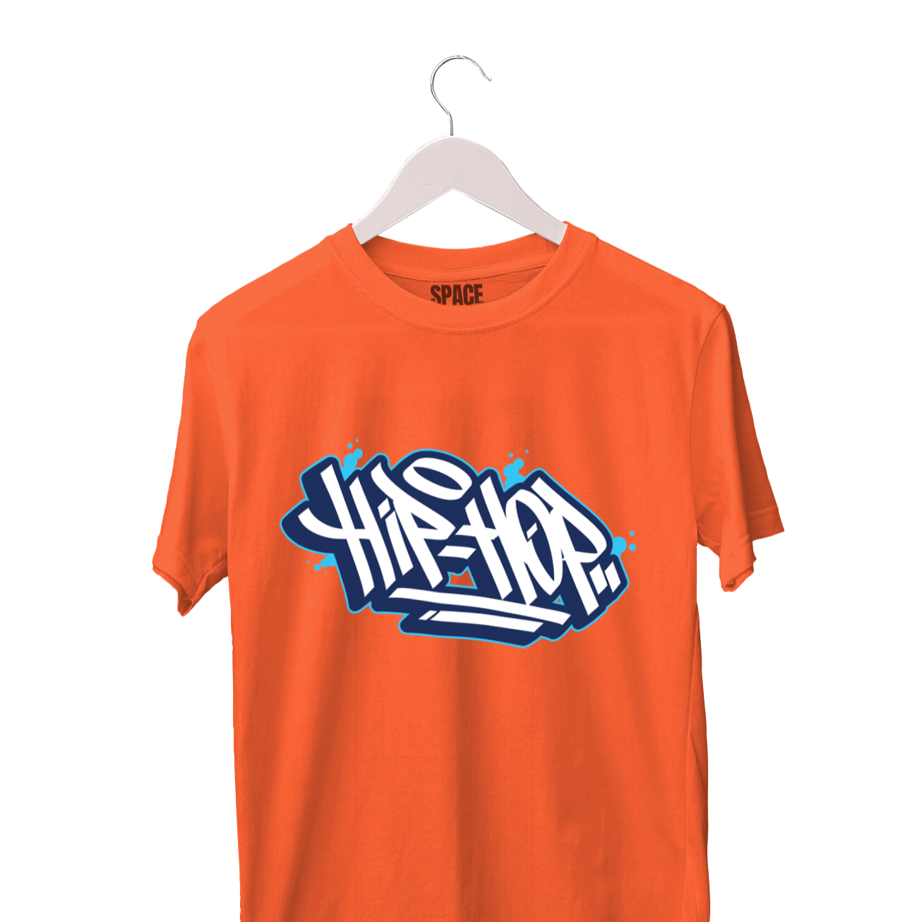 Hip Hop Printed Orange Half Sleeve Cotton T-Shirt.