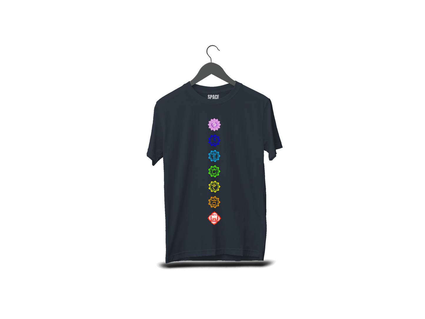 Kundlini Chakra Printed Black Half Sleeve Cotton T-Shirt.