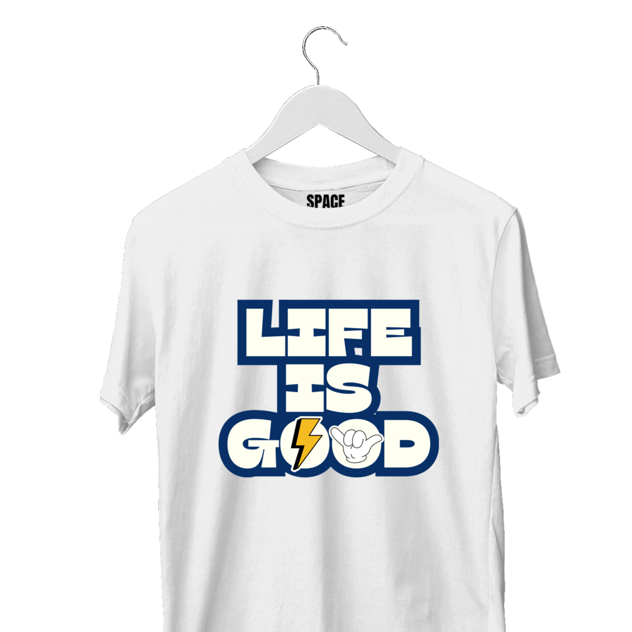 Life Is Good Printed White Half Sleeve Cotton T-Shirt.