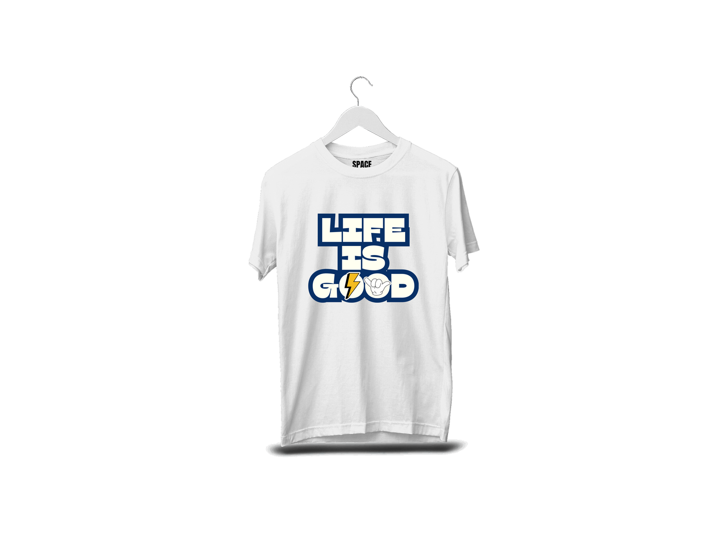 Life Is Good Printed White Half Sleeve Cotton T-Shirt.