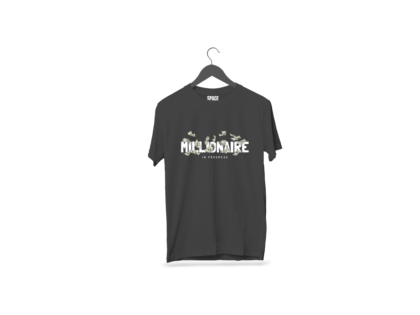 Millionaire Printed Black Half Sleeve Cotton T-Shirt.