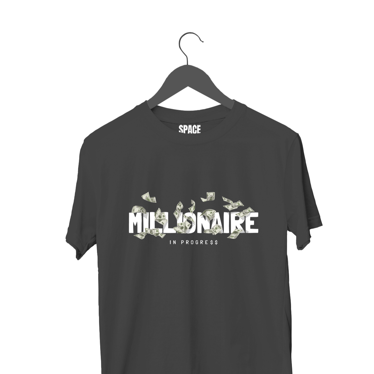 Millionaire Printed Black Half Sleeve Cotton T-Shirt.