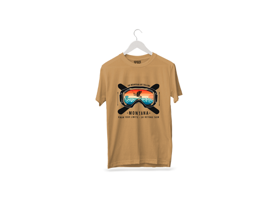 Montana Printed Beige Half Cotton T-Shirt