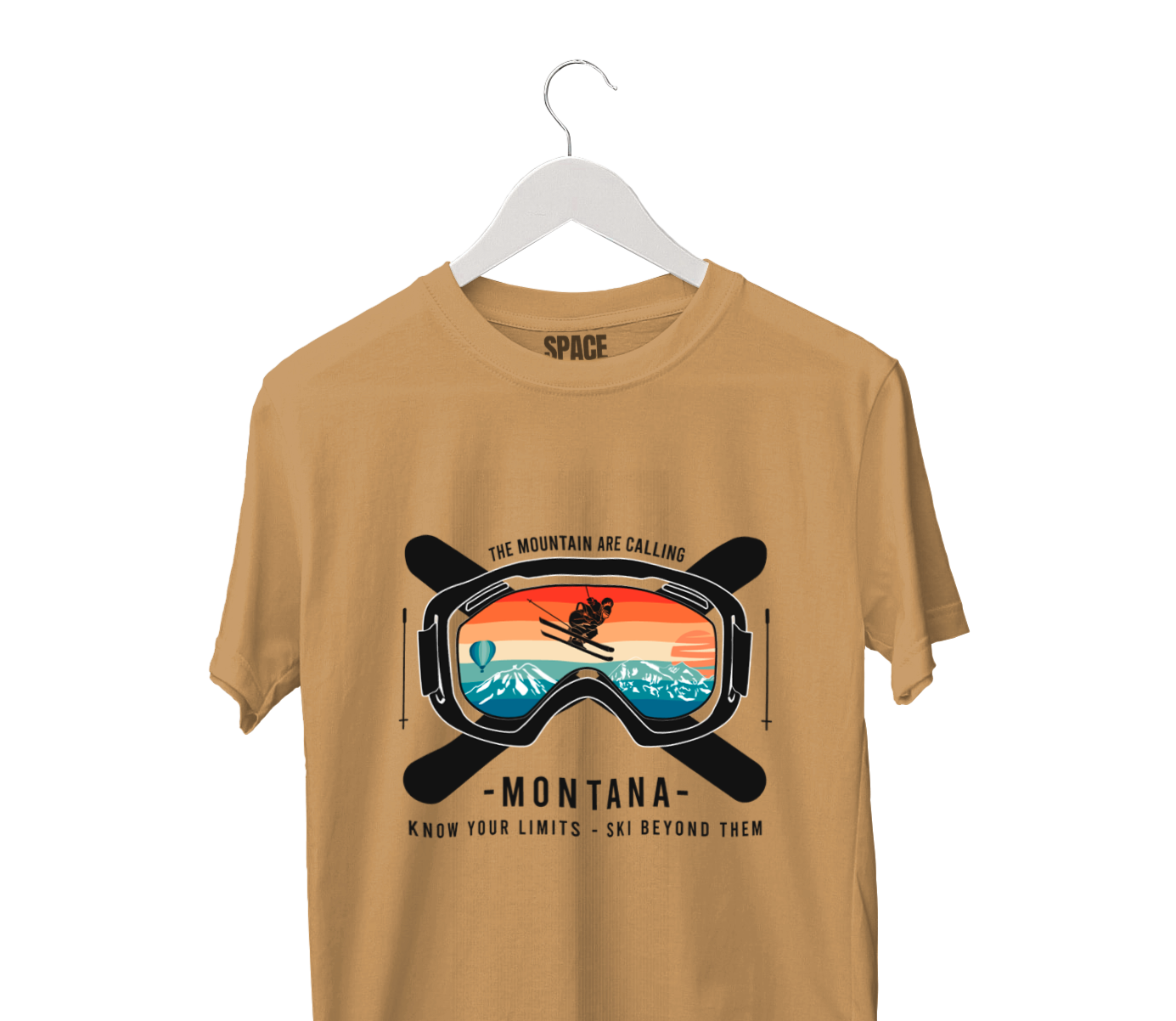 Montana Printed Beige Half Cotton T-Shirt