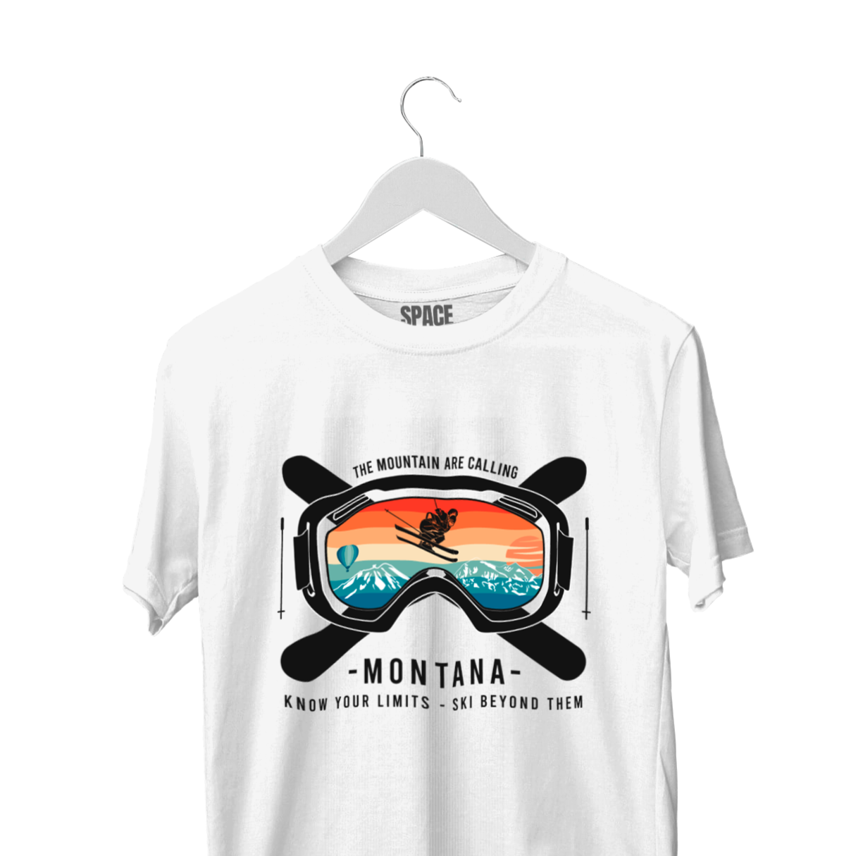 Montana Printed White Half Cotton T-Shirt