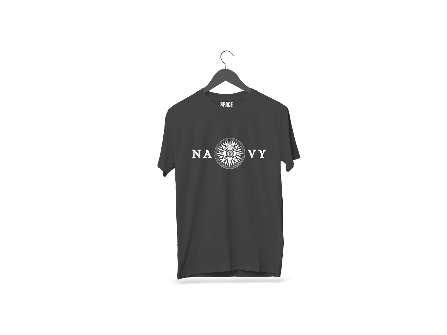 Navy Only Printed Black Half Sleeve Cotton T-Shirt.