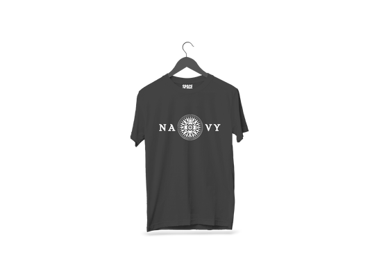 Navy Only Printed Black Half Sleeve Cotton T-Shirt.