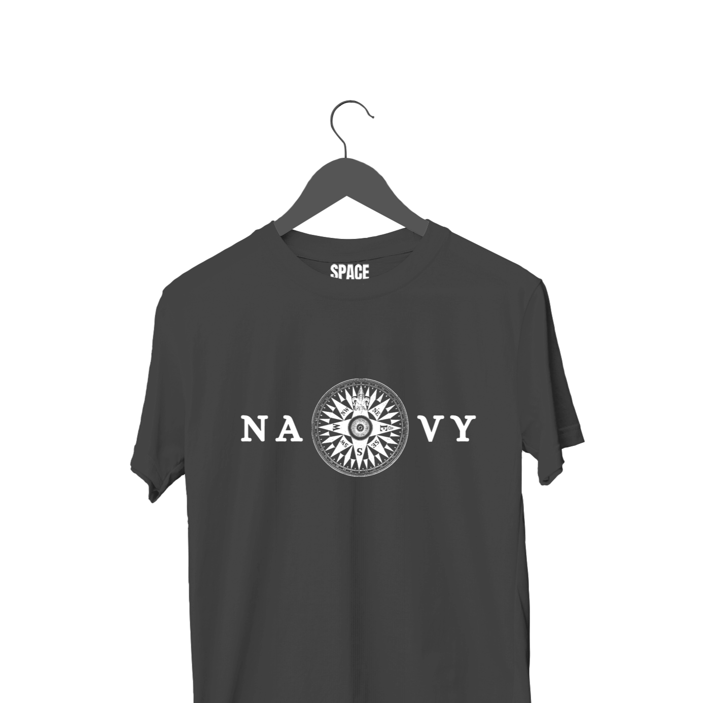 Navy Only Printed Black Half Sleeve Cotton T-Shirt.