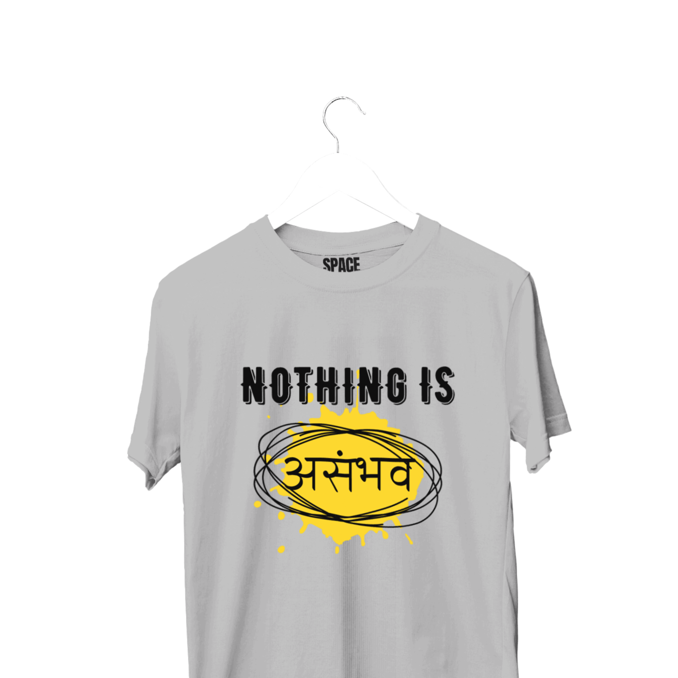 Nothing Is Asambhav Printed Gray Half Sleeve Cotton T-Shirt.