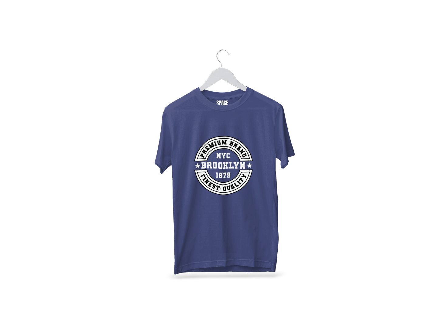 NYC Brooklyn Printed Navy Blue Half Cotton T-Shirt