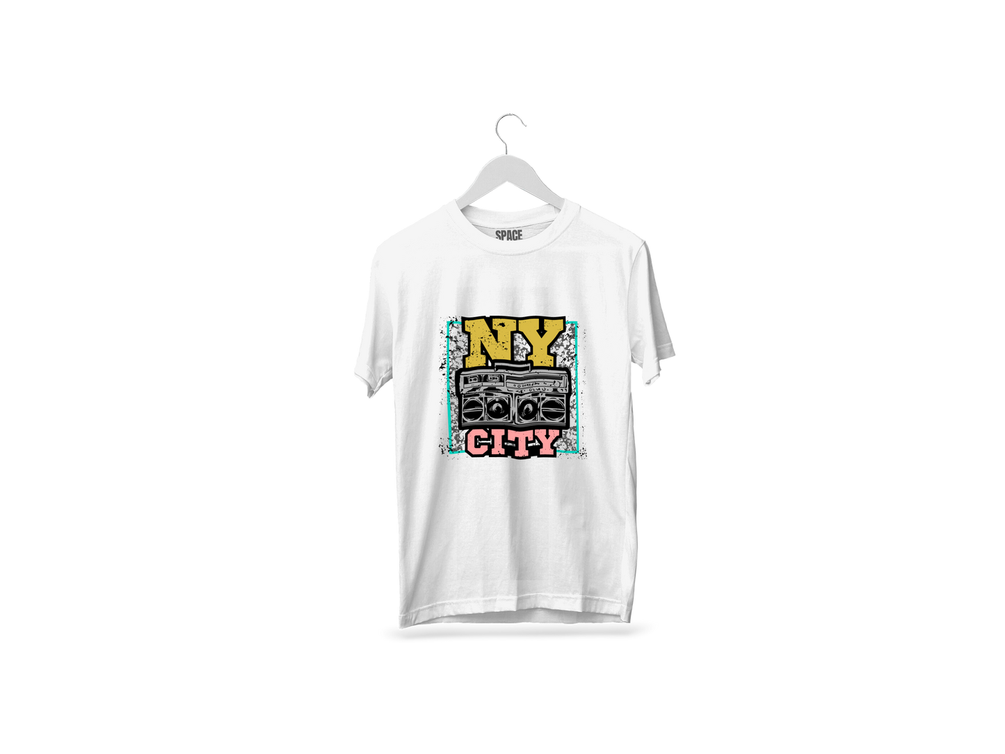 NY City Printed White Half Cotton T-Shirt